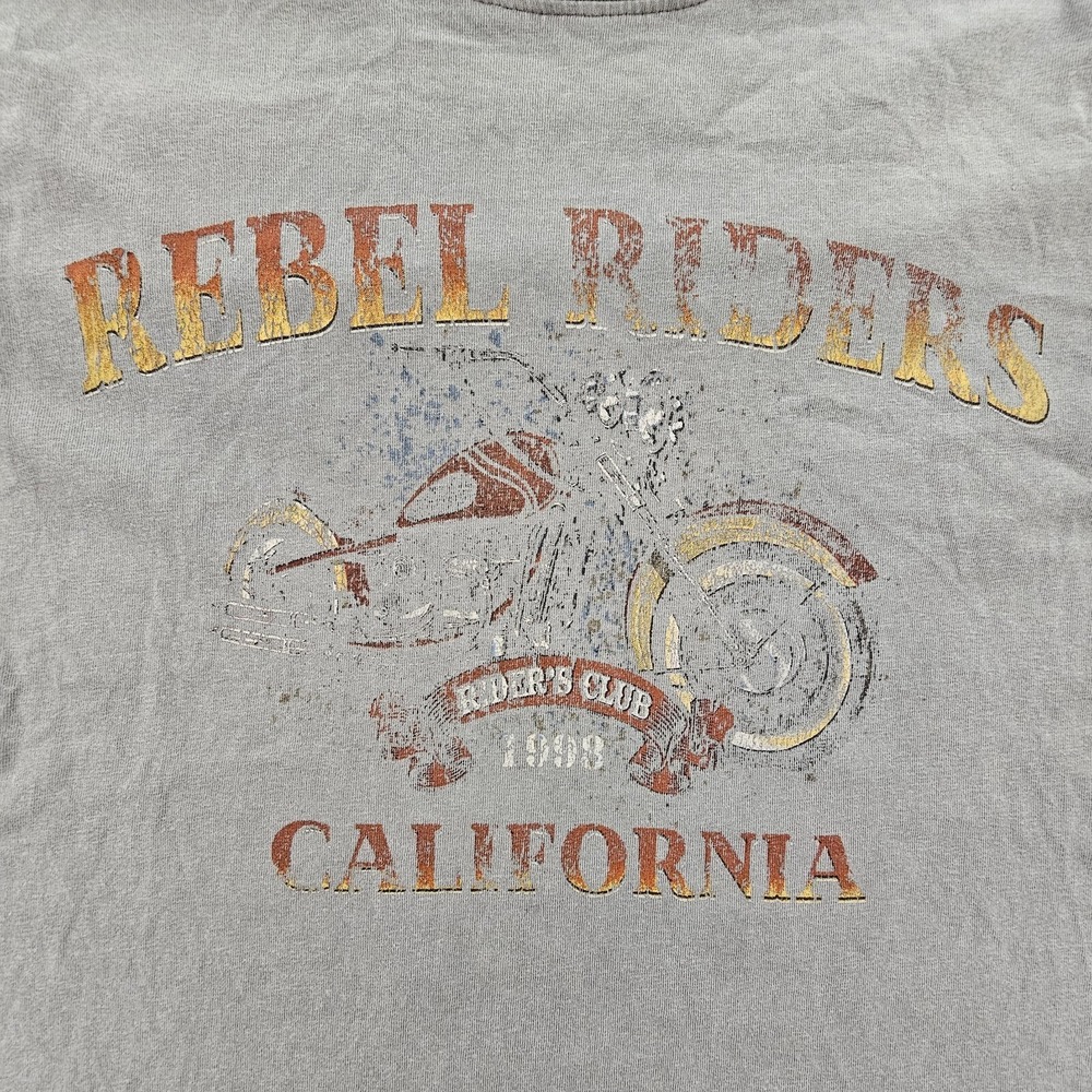 Rebel Riders Motorcycle Club California Gray Short Sleeve LONG T-Shirt Men's S